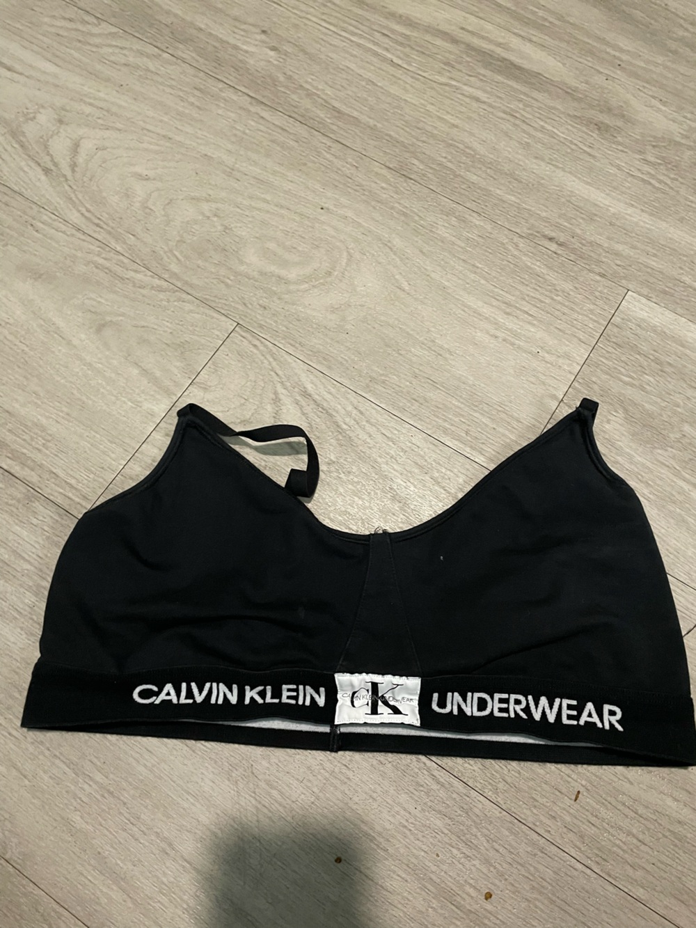 Calvin Klein Black Bralette with White Logo Band